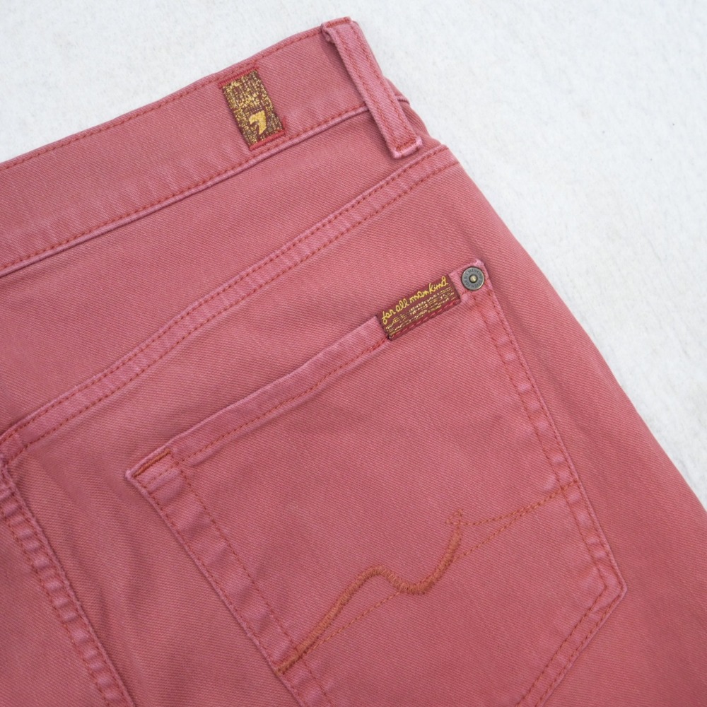 7 For All Mankind Slimmy Jeans Mens 32 Slim Red Stretch Casual Denim Pants